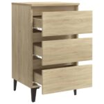 vidaXL Nočný stolík kovové nohy dub sonoma 40x35x69 cm – Obrázok 6