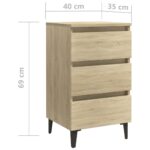 vidaXL Nočný stolík kovové nohy dub sonoma 40x35x69 cm – Obrázok 7