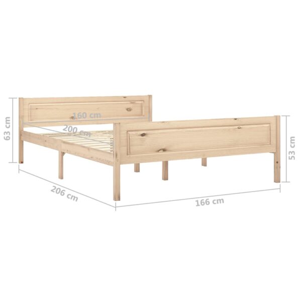 vidaXL Posteľný rám borovicový masív 160x200 cm – Obrázok 6