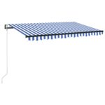 vidaXL Automatická markíza, LED a senzor vetra 400x300 cm, modrá/biela – Obrázok 2