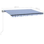 vidaXL Automatická markíza, LED a senzor vetra 400x300 cm, modrá/biela – Obrázok 9