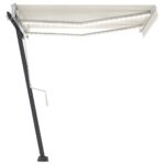 vidaXL Ručne zaťahovacia markíza s LED 300x250 cm krémové – Obrázok 3