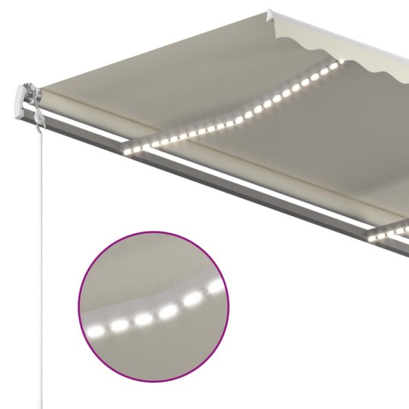 vidaXL Ručne zaťahovacia markíza s LED 300x250 cm krémové – Obrázok 7