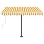vidaXL Ručne zaťahovacia markíza s LED 300x250 cm žlto-biela – Obrázok 5