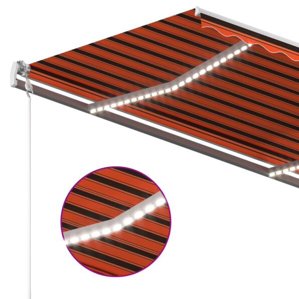 vidaXL Ručne zaťahovacia markíza s LED 300x250 cm oranžovo-hnedá – Obrázok 7