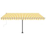 vidaXL Voľne stojaca ručne zaťahovacia markíza 400x300 cm, žlto biela – Obrázok 5