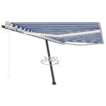 vidaXL Automatická markíza s LED a senzorom vetra 400x300cm modrobiela