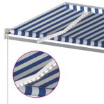 vidaXL Automatická markíza s LED a senzorom vetra 400x300cm modrobiela – Obrázok 7