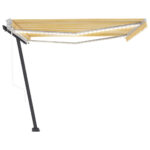 vidaXL Automatická markíza s LED a senzorom vetra 450x300cm žlto-biela – Obrázok 3