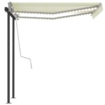 vidaXL Ručne zaťahovacia markíza s LED 3x2,5 m krémová – Obrázok 6