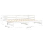 vidaXL Rozkladacia denná posteľ biela borovicový masív 2x(90x200) cm – Obrázok 9