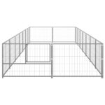vidaXL Koterec pre psy strieborný 14 m² oceľ – Obrázok 3