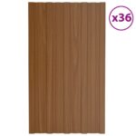 vidaXL Strešné panely 36 ks pozinkovaná oceľ hnedé 80x45 cm