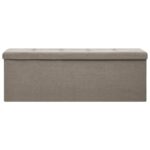 vidaXL Skladacia úložná lavica sivohnedá umelý ľan – Obrázok 3