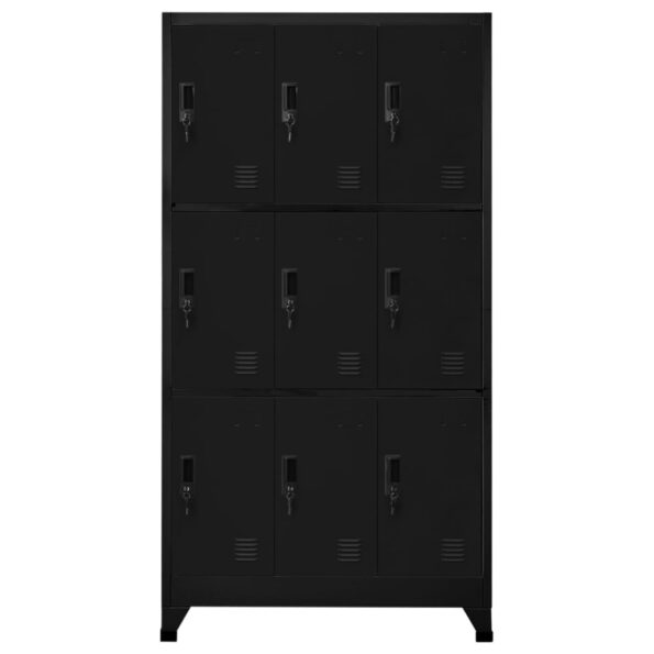 vidaXL Uzamykacia skriňa čierna 90x45x180 cm oceľová – Obrázok 2