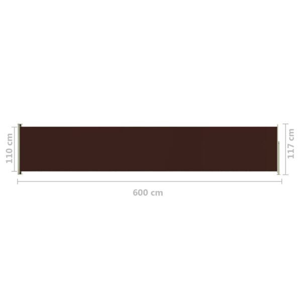 vidaXL Zaťahovacia bočná markíza na terasu 117x600 cm hnedá – Obrázok 8