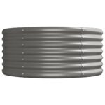 vidaXL Vyvýšený záhradný záhon práškovaná oceľ 368x80x36 cm sivý – Obrázok 4