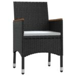 vidaXL 5-dielna záhradná jedálenská súprava s poduškami čierna – Obrázok 3