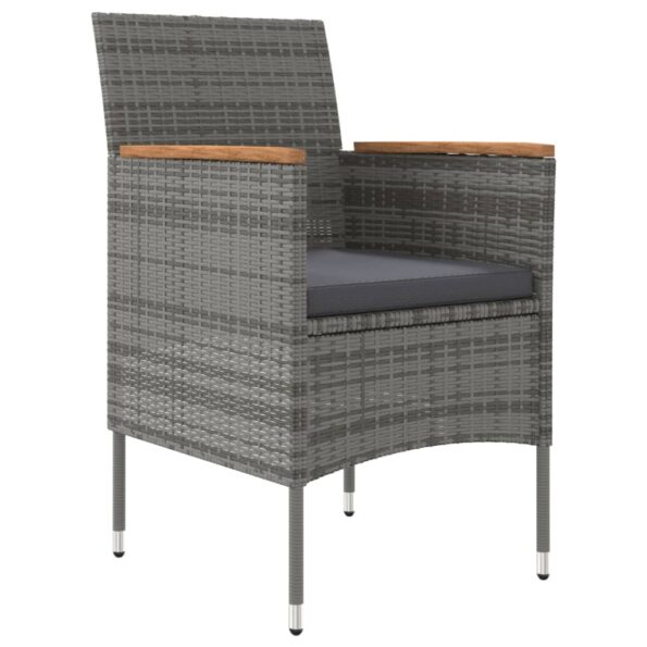 vidaXL 5-dielna záhradná jedálenská súprava s poduškami sivá a čierna – Obrázok 3