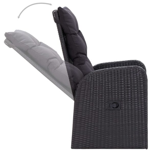 vidaXL 5-dielna záhradná jedálenská súprava s poduškami čierna – Obrázok 7