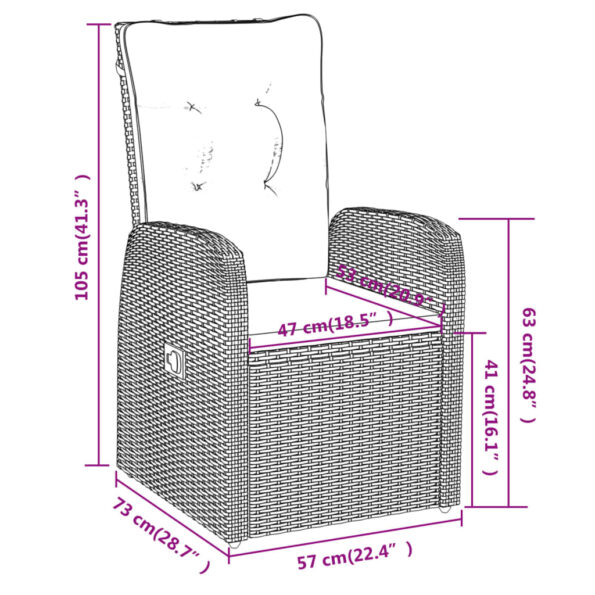 vidaXL 5-dielna záhradná jedálenská súprava s poduškami čierna – Obrázok 11