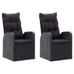 vidaXL 7-dielna záhradná jedálenská súprava s vankúšmi čierna – Obrázok 3