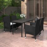 vidaXL 5-dielny vonkajší jedálenský set so sedákmi polyratan a sklo