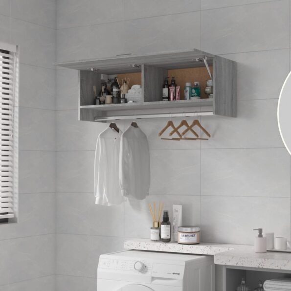 vidaXL Šatník sivý dub sonoma 100x32,5x35 cm spracované drevo – Obrázok 7