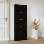 vidaXL Botník čierny 59x17x169 cm spracované drevo – Obrázok 3