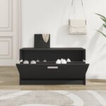vidaXL Lavica na topánky čierna 80x24x45 cm, umelé drevo – Obrázok 3