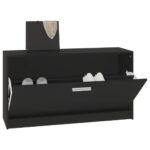 vidaXL Lavica na topánky čierna 80x24x45 cm, umelé drevo – Obrázok 4