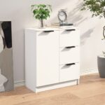 vidaXL Komoda biela 60x30x70 cm spracované drevo – Obrázok 8