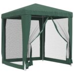 vidaXL Párty stan so 4 sieťkovanými bočnými stenami zelený 2x2 m HDPE – Obrázok 2