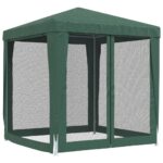 vidaXL Párty stan so 4 sieťkovanými bočnými stenami zelený 2x2 m HDPE – Obrázok 5