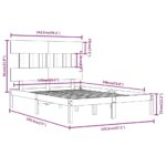 vidaXL Posteľný rám čierny masívne drevo 140x190 cm – Obrázok 6