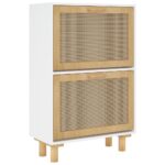 vidaXL Botník biely 52x25x80 cm spracované drevo a prírodný ratan – Obrázok 4