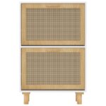 vidaXL Botník biely 52x25x80 cm spracované drevo a prírodný ratan – Obrázok 5