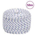 vidaXL Lodné lano biele 8 mm 50 m polypropylén
