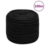 vidaXL Pracovné lano čierne 10 mm 100 m polyester