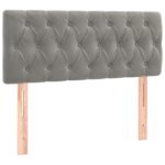 vidaXL Čelo postele bledosivé 90 x 7 x 78/88 cm zamat – Obrázok 2