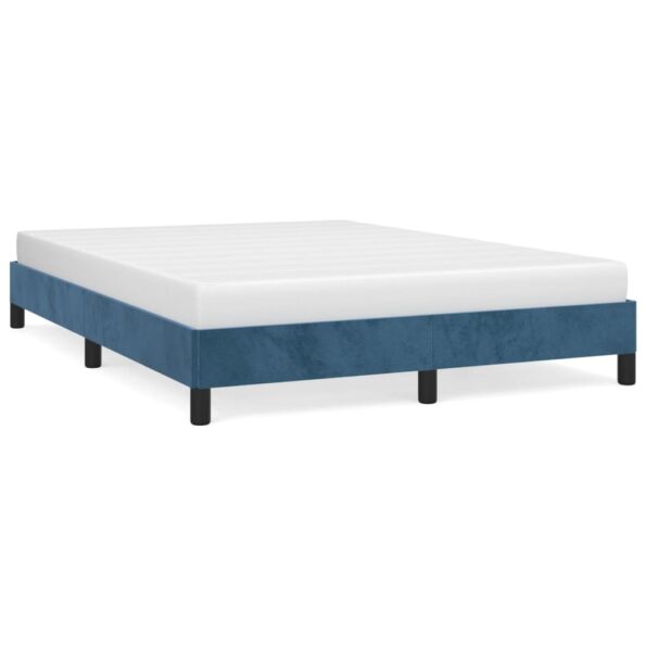vidaXL Posteľ bez matraca tmavomodrá 140x190 cm zamat – Obrázok 2