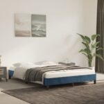 vidaXL Posteľ bez matraca tmavomodrá 140x190 cm zamat