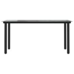 vidaXL Záhradný jedálenský stôl čierny 160x80x74cm oceľ a tvrdené sklo – Obrázok 3