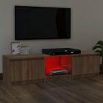 vidaXL TV skrinka s LED svetlami hnedý dub 140x40x35,5 cm – Obrázok 3