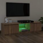 vidaXL TV skrinka s LED svetlami hnedý dub 140x40x35,5 cm – Obrázok 4