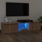 vidaXL TV skrinka s LED svetlami hnedý dub 140x40x35,5 cm