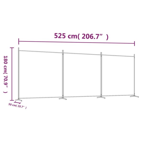 vidaXL 3-panelový paraván biely 525x180 cm látkový – Obrázok 8