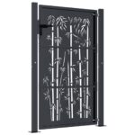 vidaXL Záhradná brána antracitová 105x155 cm oceľ dizajn bambusu – Obrázok 4