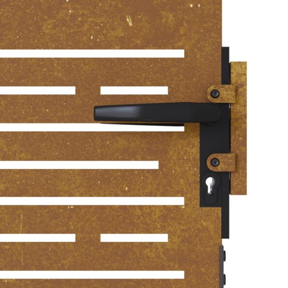 vidaXL Záhradná brána 85x150 cm kortenová oceľ dizajn štvorca – Obrázok 7