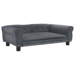 vidaXL Posteľ pre psa tmavosivá 95x55x30 cm zamat – Obrázok 2